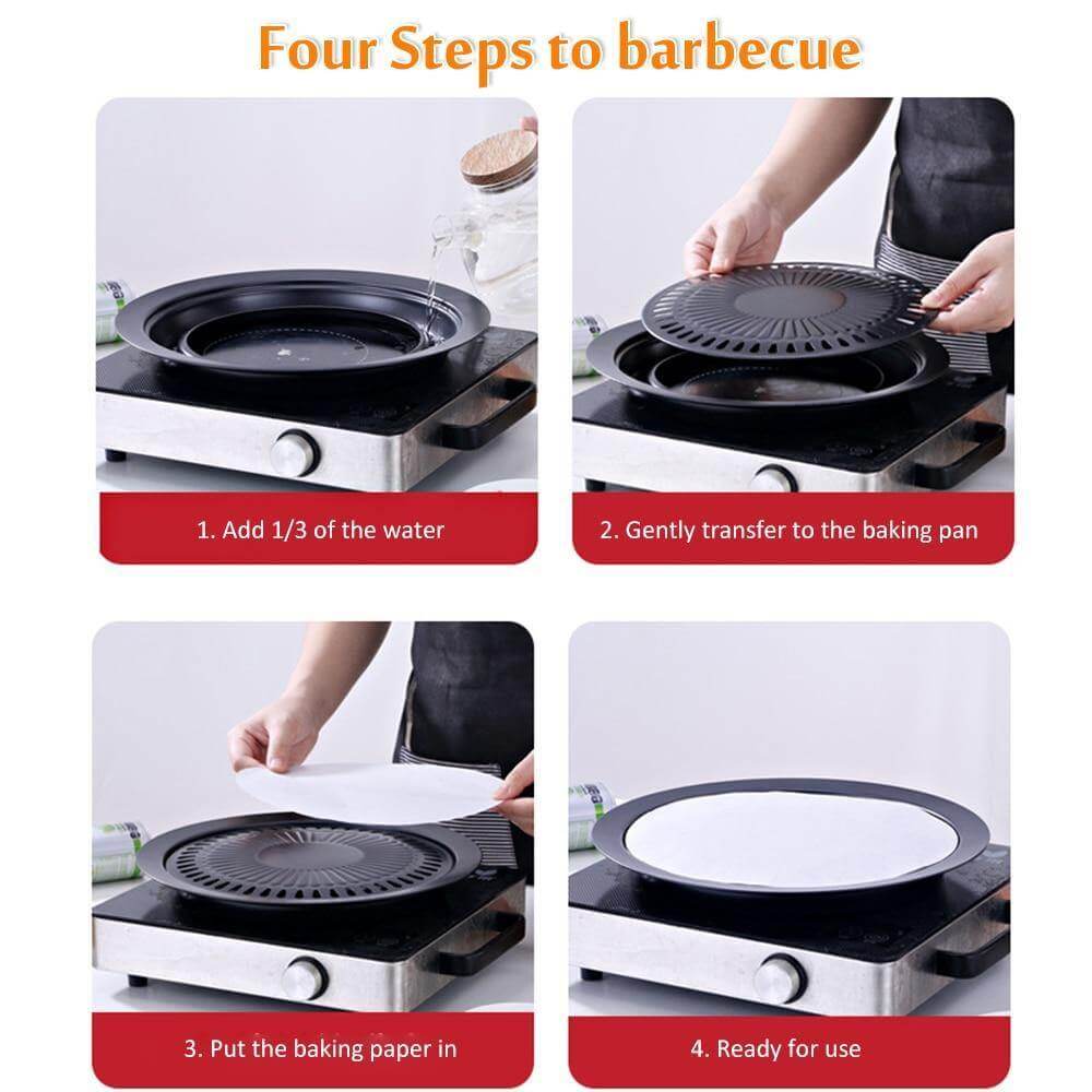 Koreaanse draagbare antiaanbak BBQ-grillpan voor gemakkelijk grillen buitenshuis onderweg