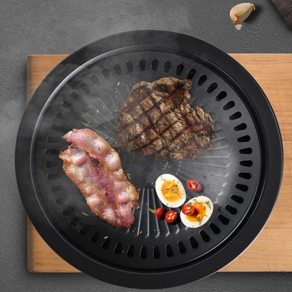Koreaanse draagbare antiaanbak BBQ-grillpan voor gemakkelijk grillen buitenshuis onderweg