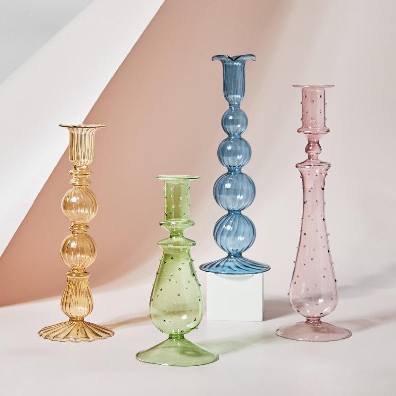 Porta bicchiere in vetro pastello GlowCharm per decorazioni da tavola eleganti