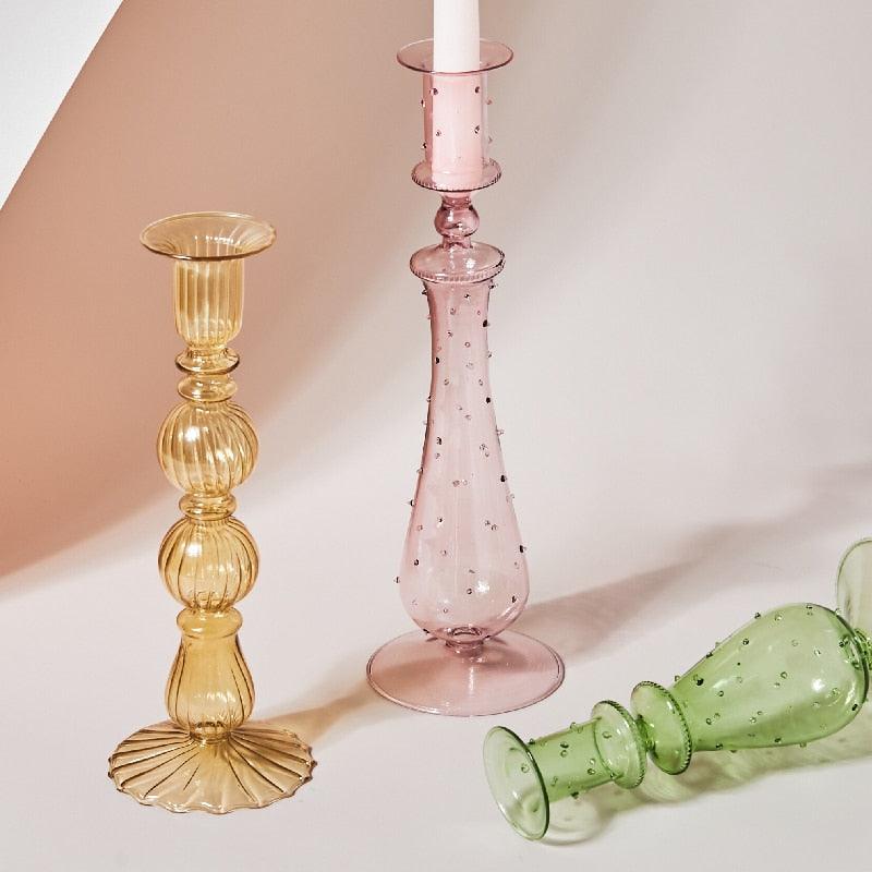 Porta bicchiere in vetro pastello GlowCharm per decorazioni da tavola eleganti