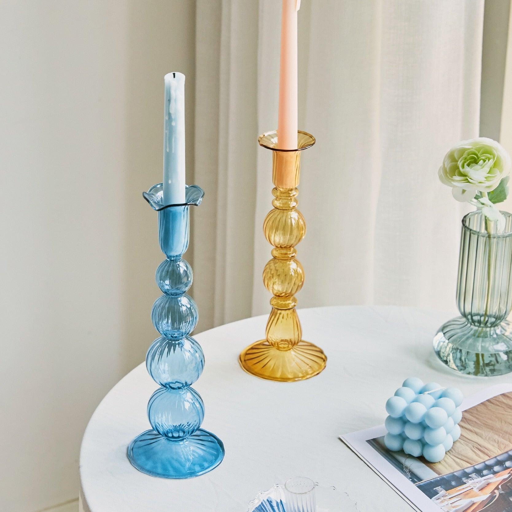 Porta bicchiere in vetro pastello GlowCharm per decorazioni da tavola eleganti