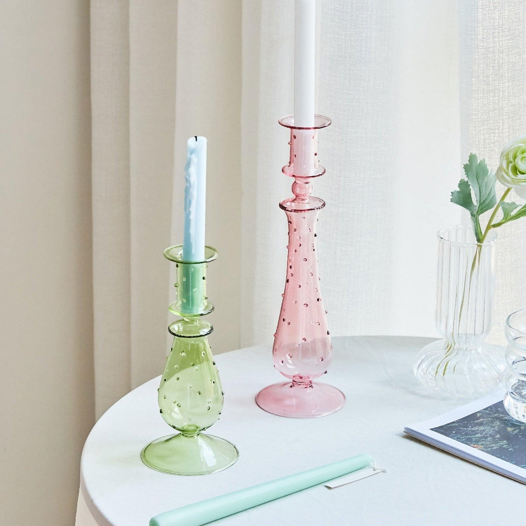 Porta bicchiere in vetro pastello GlowCharm per decorazioni da tavola eleganti