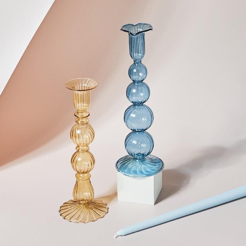 Porta bicchiere in vetro pastello GlowCharm per decorazioni da tavola eleganti