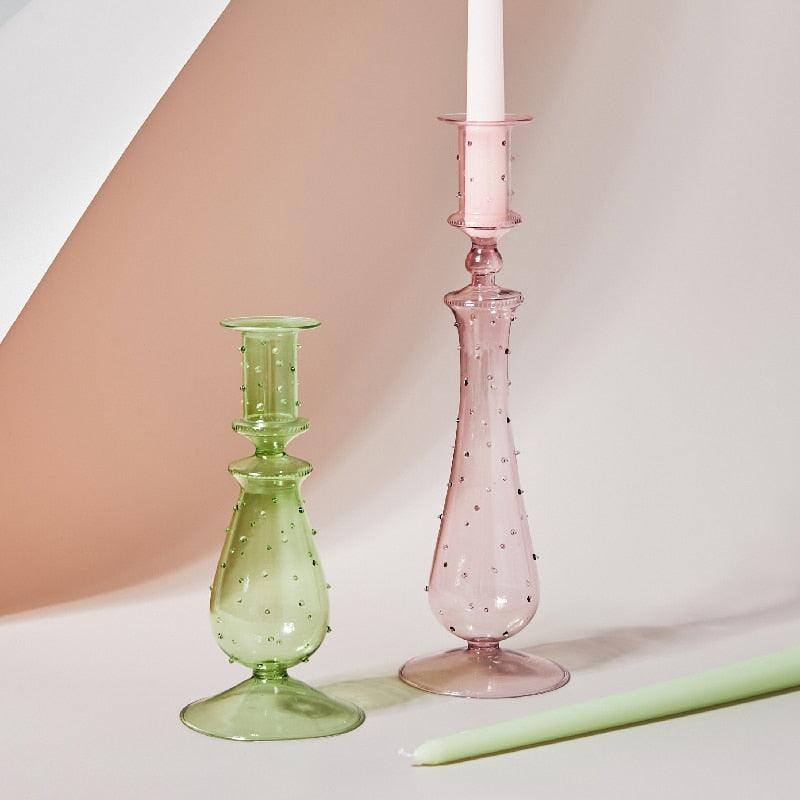 Porta bicchiere in vetro pastello GlowCharm per decorazioni da tavola eleganti