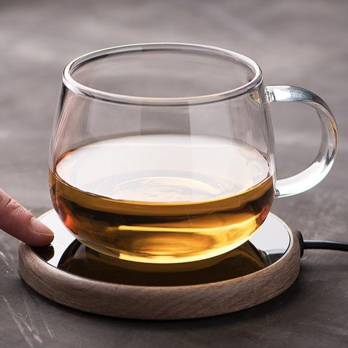 Nova Slim Ceramic Mug Warmer With Tempered Glass For Desk Use