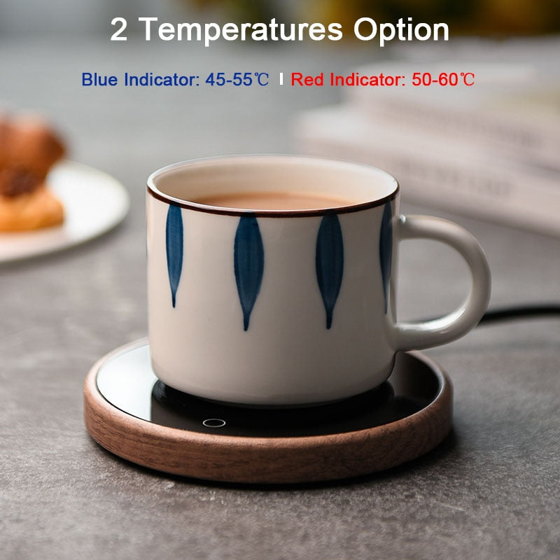 Nova Slim Ceramic Mug Warmer With Tempered Glass For Desk Use