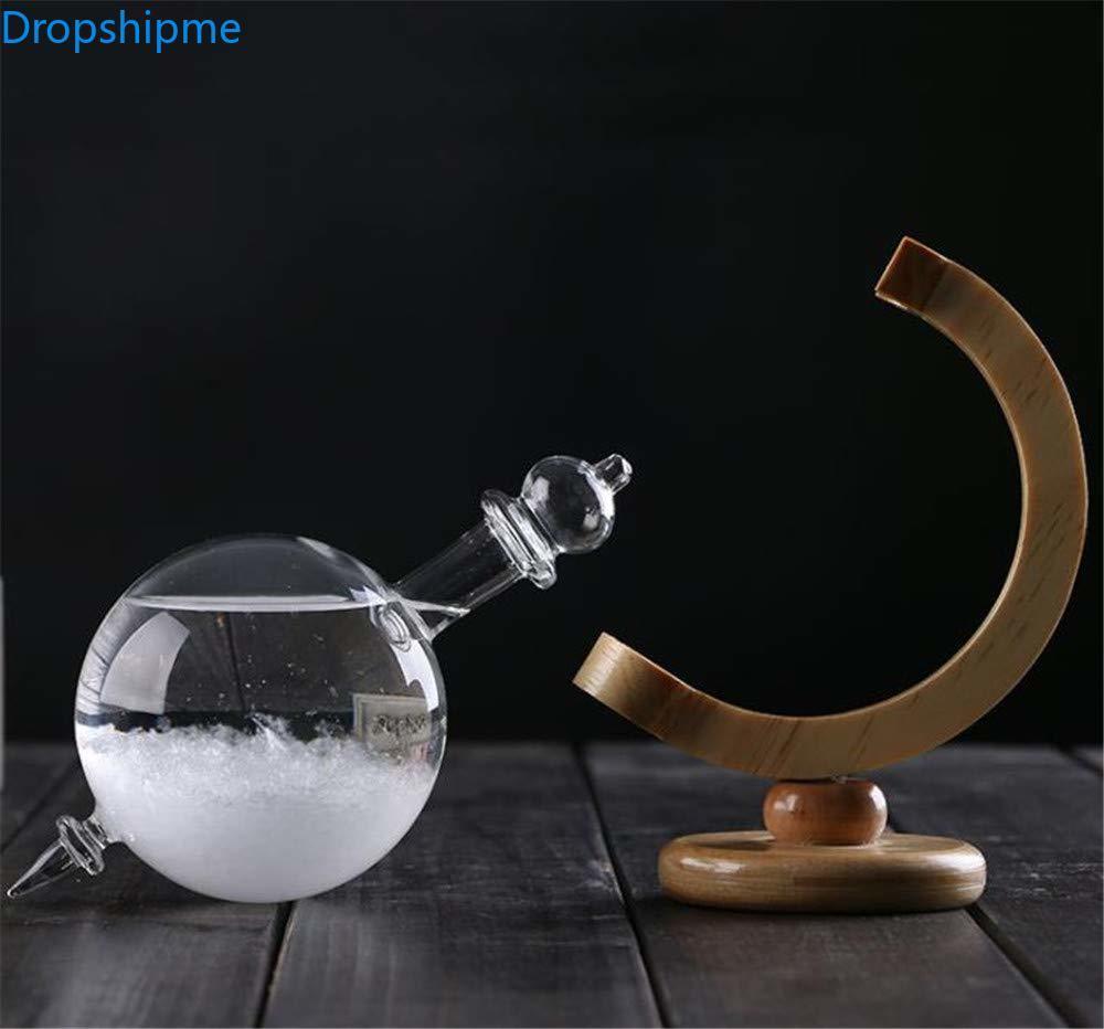Storm Glass Weather Predicting Forecast Bottle Crystal Desktop Barometer with Wooden Base