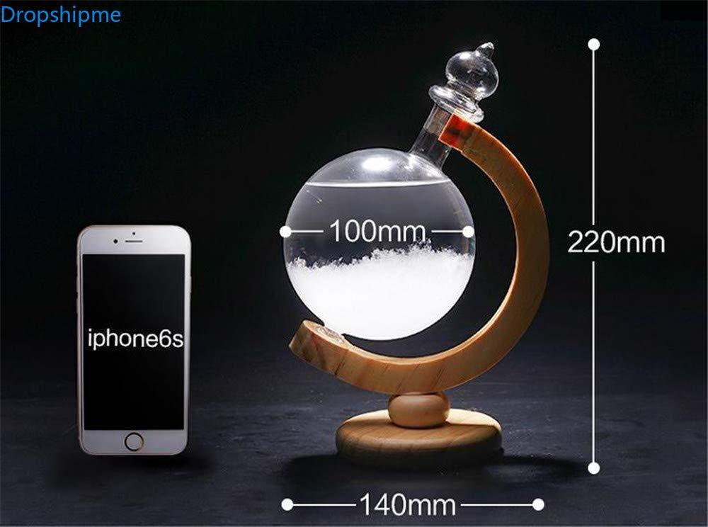 Storm Glass Weather Predicting Forecast Bottle Crystal Desktop Barometer with Wooden Base