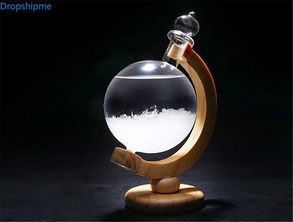 Storm Glass Weather Predicting Forecast Bottle Crystal Desktop Barometer with Wooden Base
