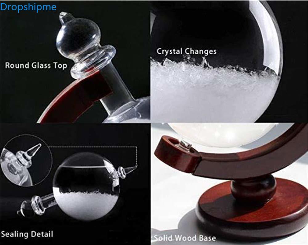Storm Glass Weather Predicting Forecast Bottle Crystal Desktop Barometer with Wooden Base