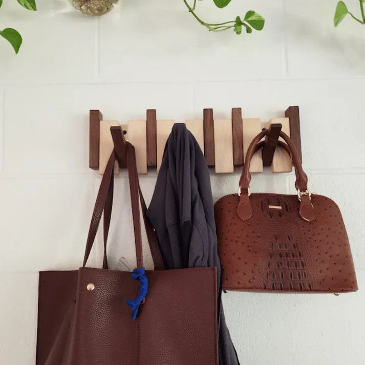 HarmonyCoat Wooden Coat Rack With Piano Motif For Stylish Wall Decor And Storage