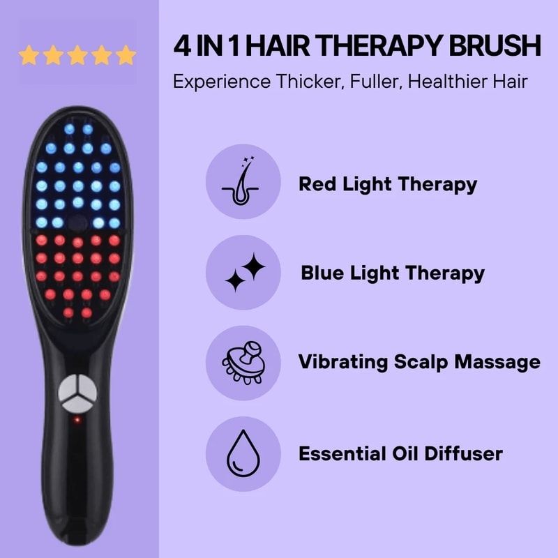 Red Light and Blue Light Therapy Hair Brush for Daily Scalp Care