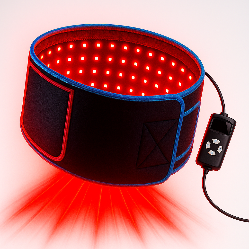 AuraFlex kannettava LED-vyö, jossa 660 nm punaiset ja 850 nm lähi-infrapuna-LEDit, 105 LEDiä