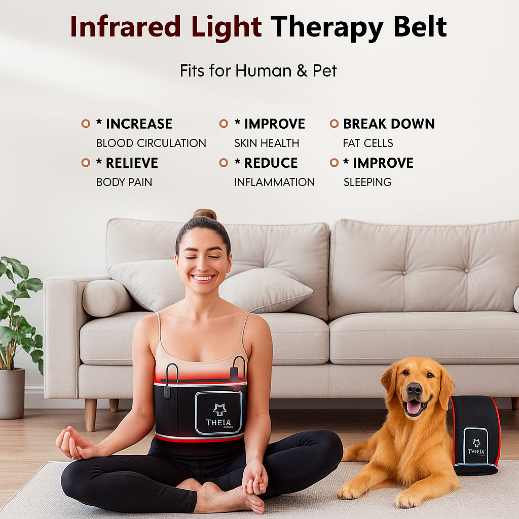 AuraFlex kannettava LED-vyö, jossa 660 nm punaiset ja 850 nm lähi-infrapuna-LEDit, 105 LEDiä