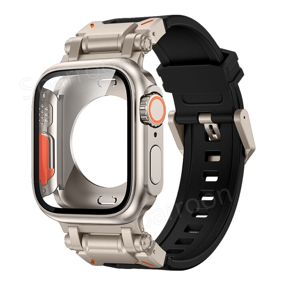 Taktisches Fluor-Kautschukarmband und Metallgehäuse für Apple Watch
