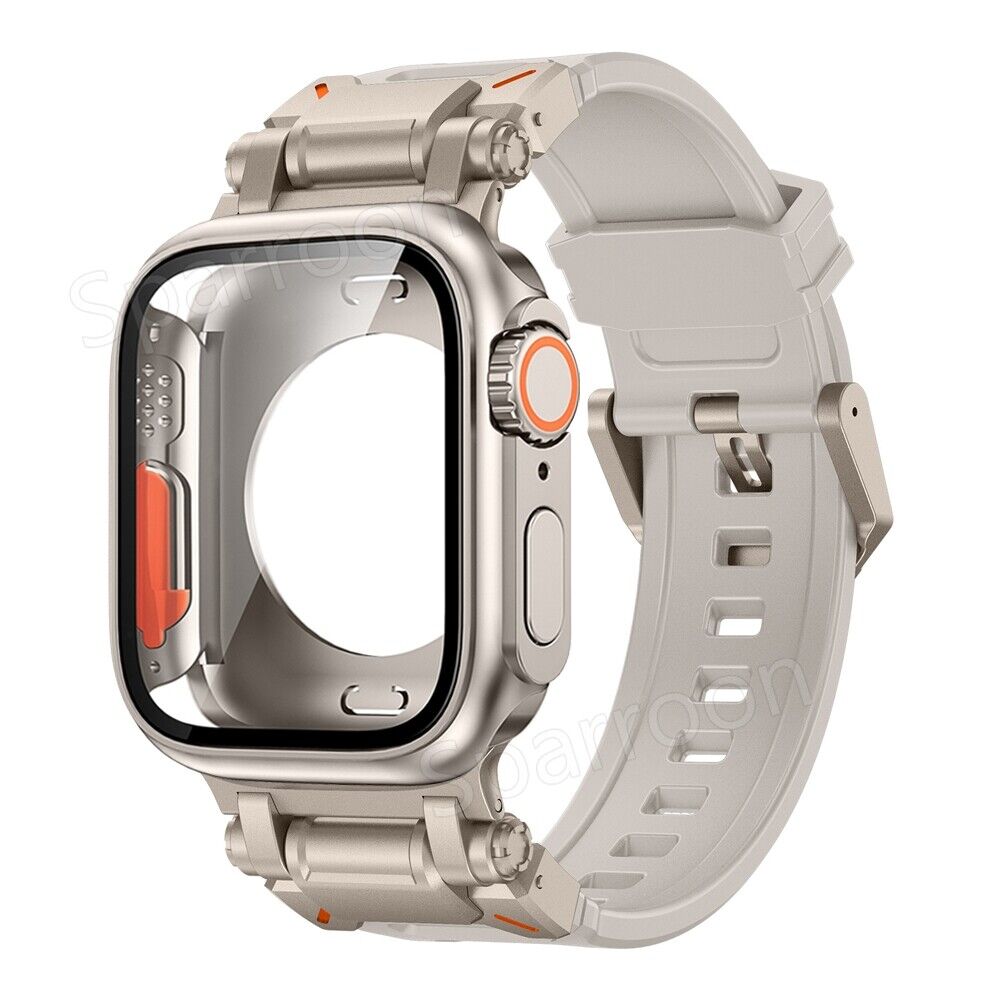 Taktisches Fluor-Kautschukarmband und Metallgehäuse für Apple Watch