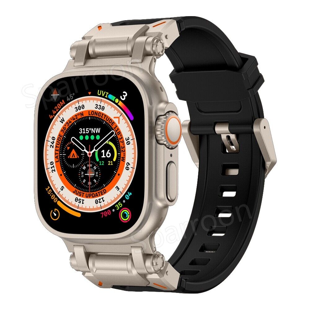 Taktisches Fluor-Kautschukarmband und Metallgehäuse für Apple Watch