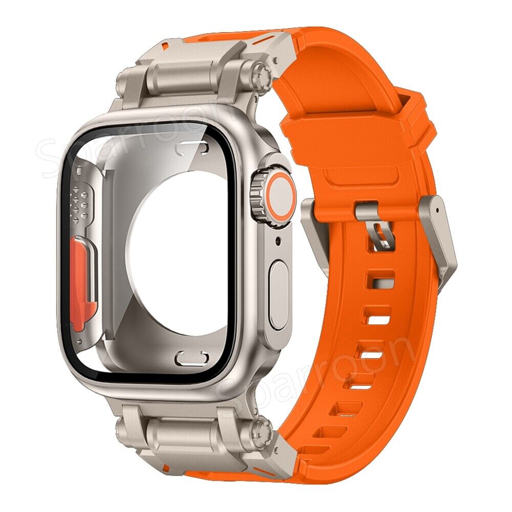 Taktisches Fluor-Kautschukarmband und Metallgehäuse für Apple Watch