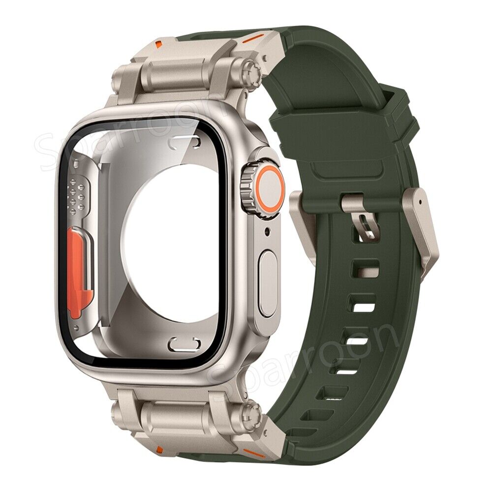 Taktisches Fluor-Kautschukarmband und Metallgehäuse für Apple Watch