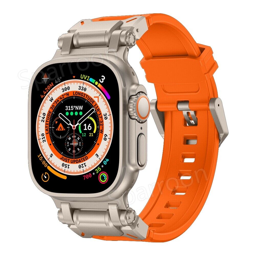 Taktisches Fluor-Kautschukarmband und Metallgehäuse für Apple Watch