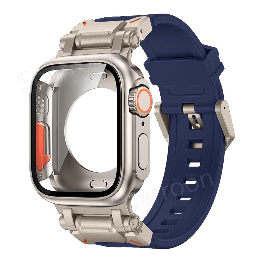 Taktisches Fluor-Kautschukarmband und Metallgehäuse für Apple Watch