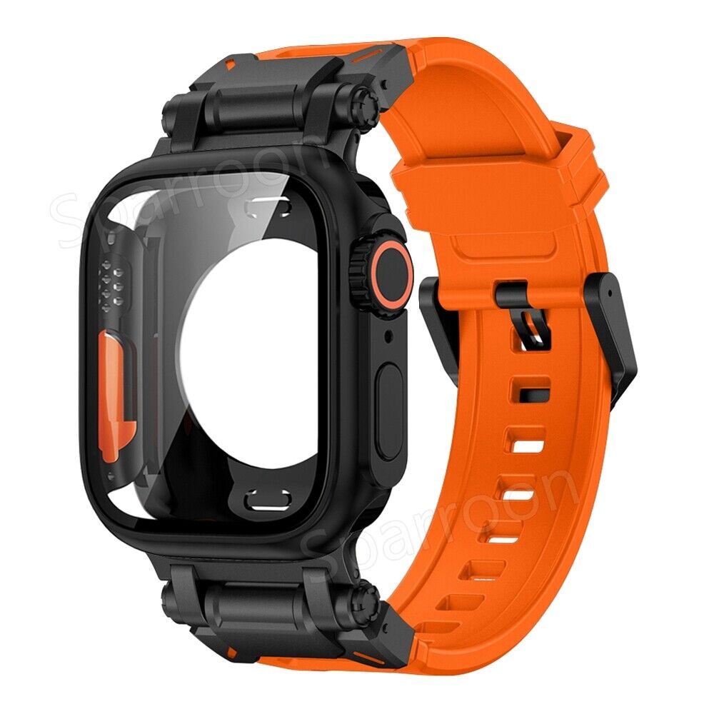 Taktisches Fluor-Kautschukarmband und Metallgehäuse für Apple Watch