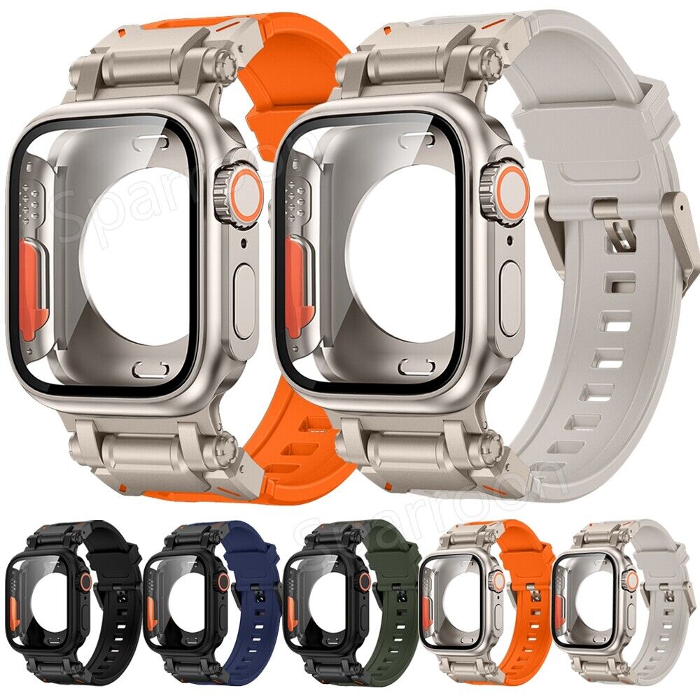 Taktisches Fluor-Kautschukarmband und Metallgehäuse für Apple Watch