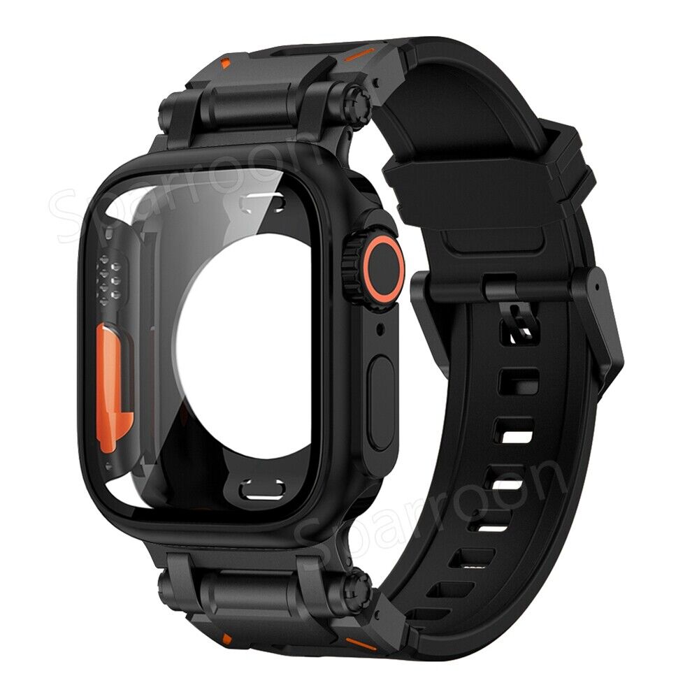 Taktisches Fluor-Kautschukarmband und Metallgehäuse für Apple Watch