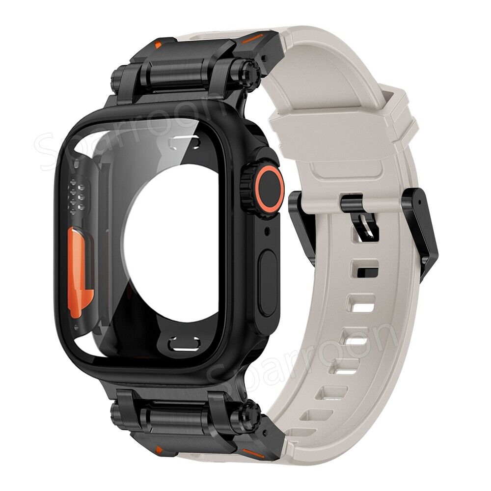 Taktisches Fluor-Kautschukarmband und Metallgehäuse für Apple Watch