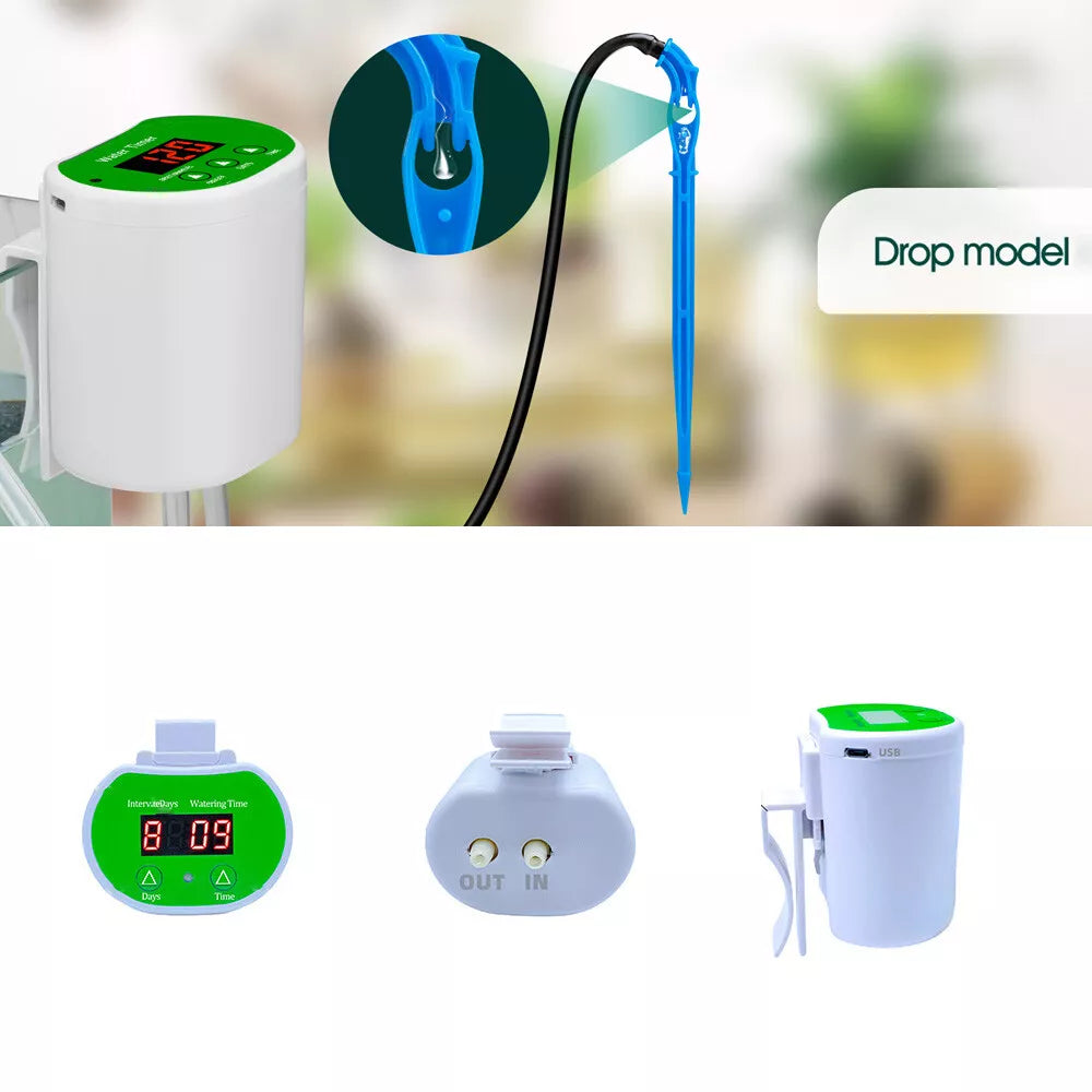 Smart automatiskt bevattningssystem för krukväxter med pump och timer