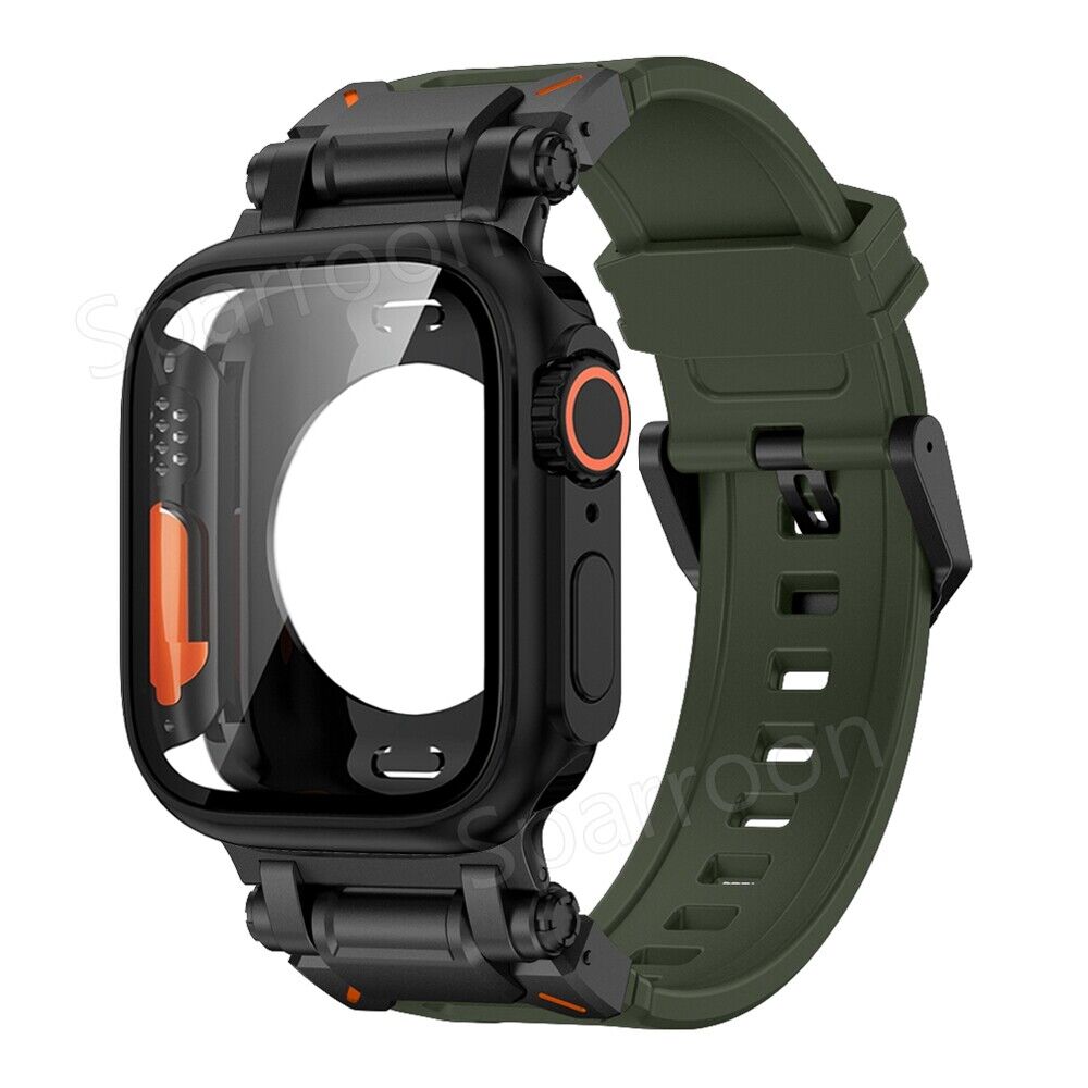 Taktisches Fluor-Kautschukarmband und Metallgehäuse für Apple Watch