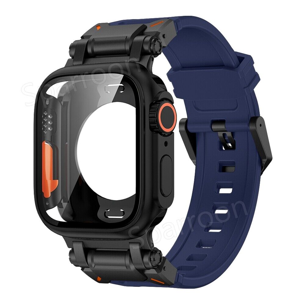 Taktisches Fluor-Kautschukarmband und Metallgehäuse für Apple Watch