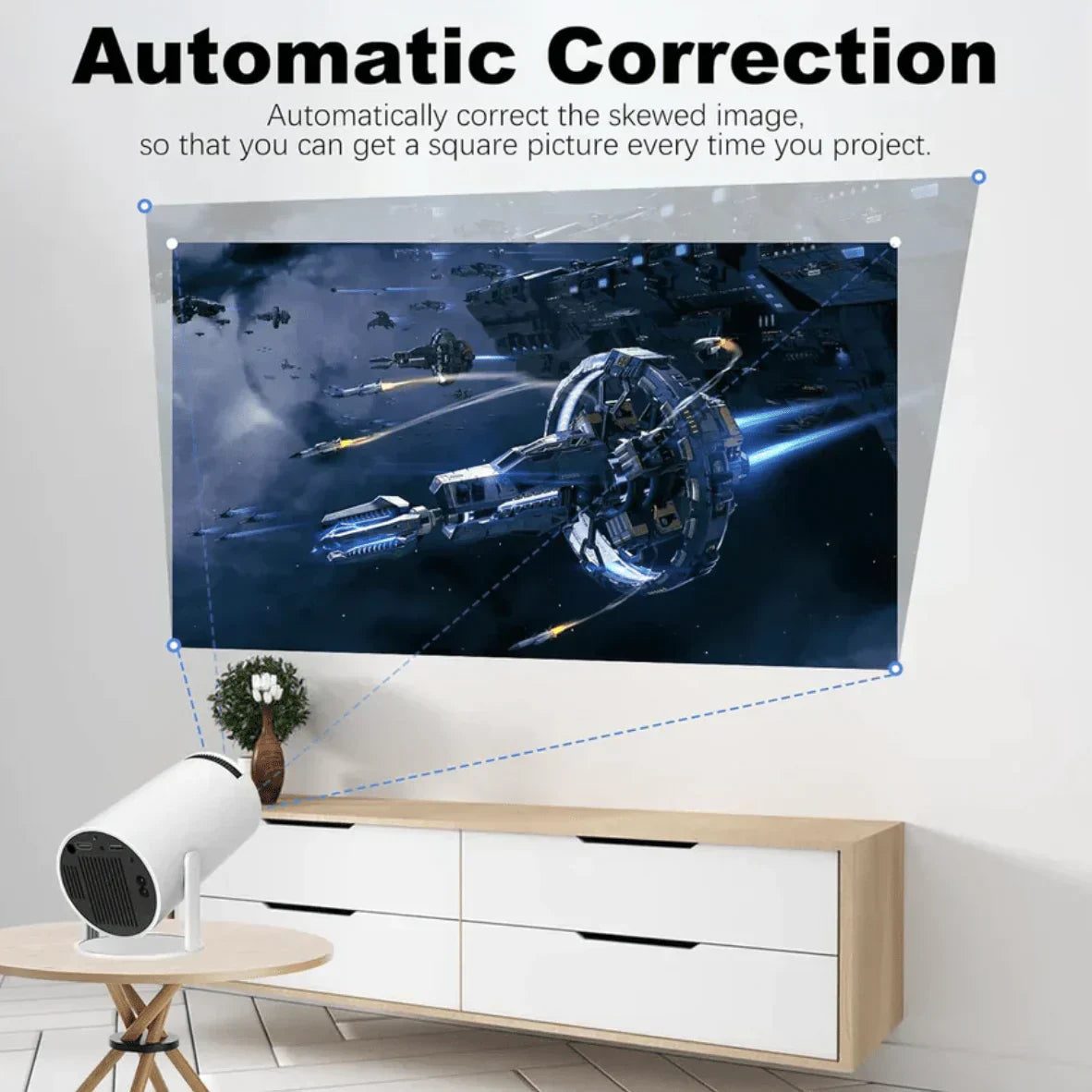Proyector compacto NovaBeam con altavoz incorporado y soporte ajustable