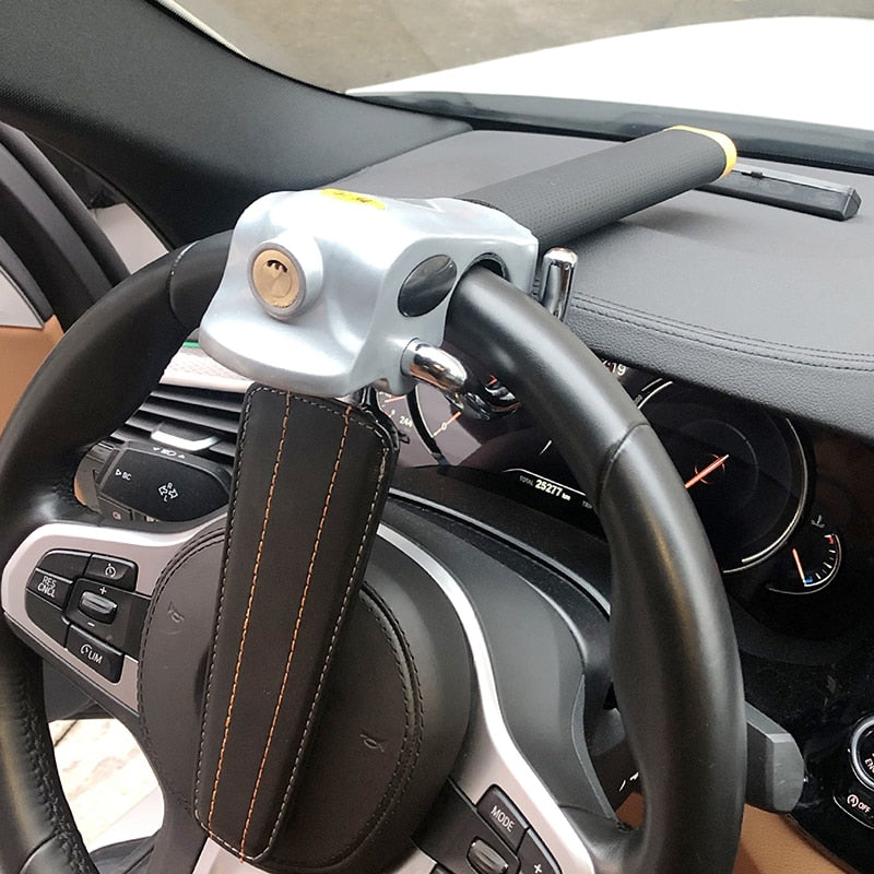 Heavy Duty Lock For Steering Wheel To Deter Vehicle Theft
