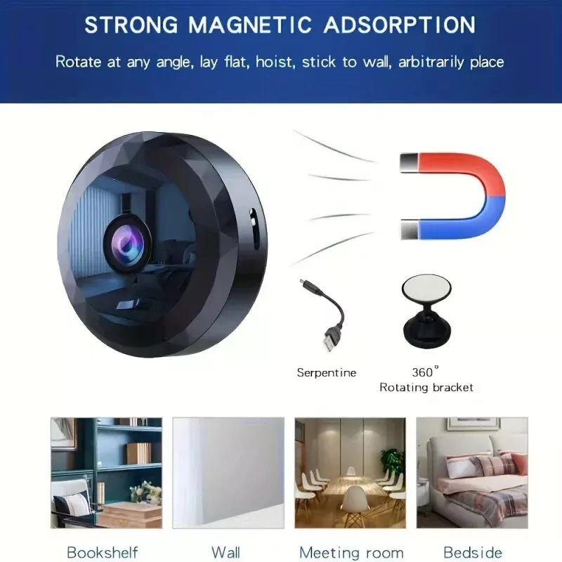 OPTIGUARD – Magnetic Mini WiFi Camera 1080P HD with Night Vision & Motion Detection