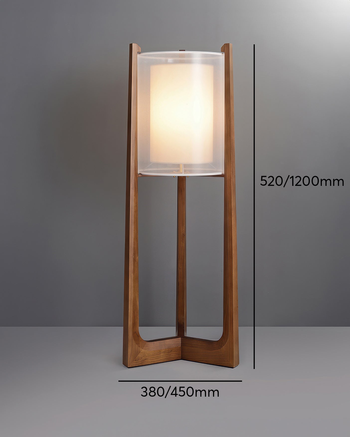 Lampada da Terra Orinex in Legno di Frassino con Paralume in Tessuto a Rete