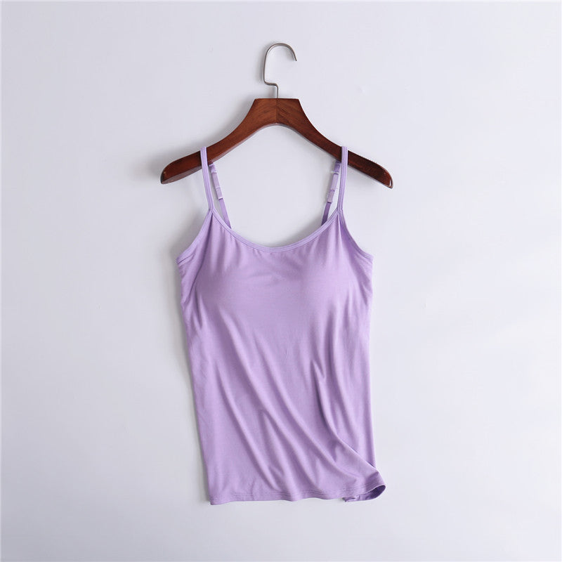 Canottiera da donna con reggiseno a balconcino integrato, stile canotta