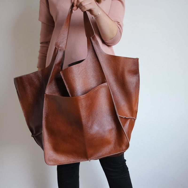 Elegant Leather Tote For Daily Essentials And Everyday Use