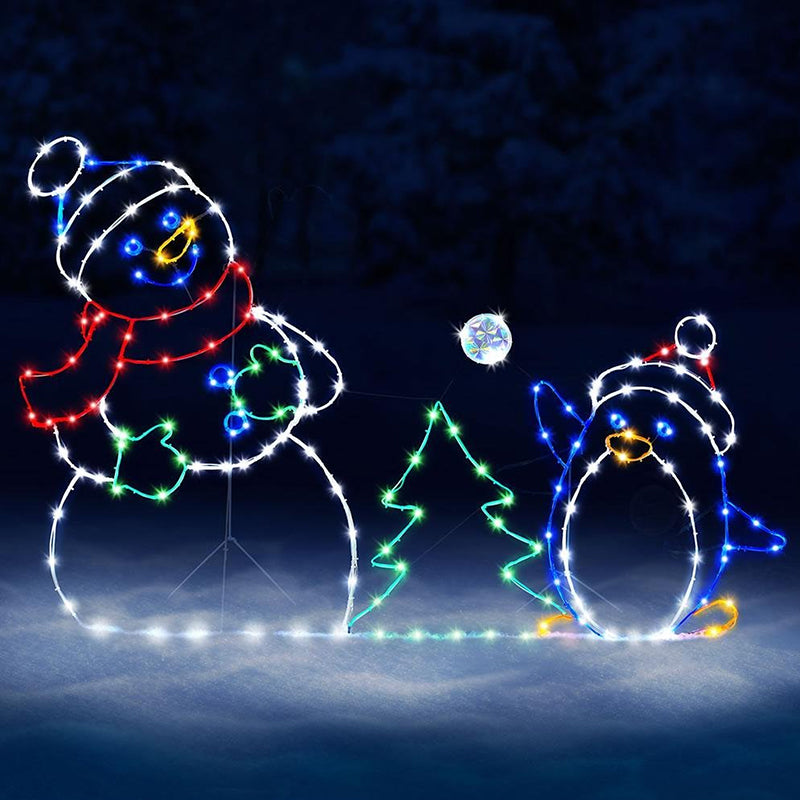 Animated LED Snowball Battle Light For Outdoor Snowman And Penguin Decor