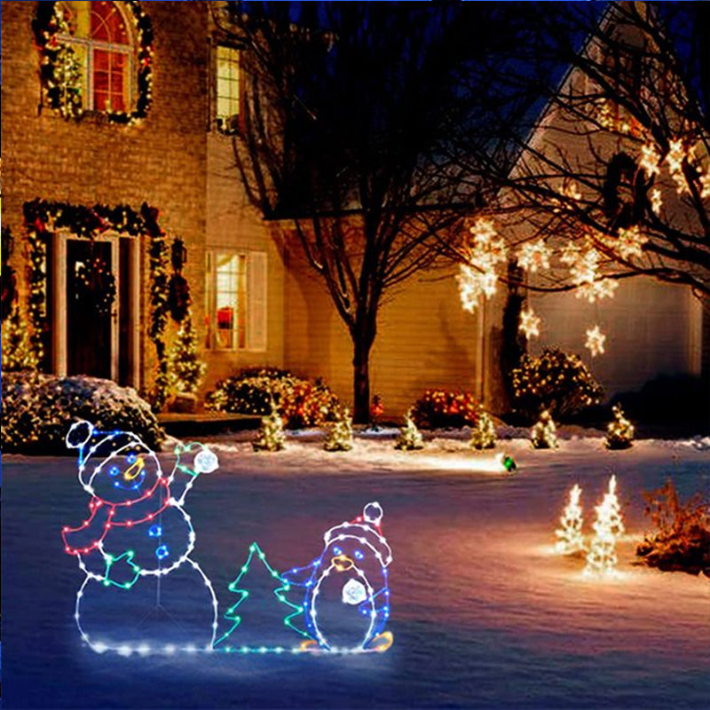 Animated LED Snowball Battle Light For Outdoor Snowman And Penguin Decor