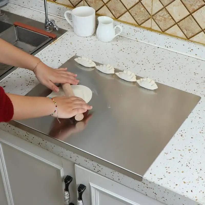 EdgeGuard Pro Stainless Steel Cutting Board With Non-Slip Base And Integrated Lip