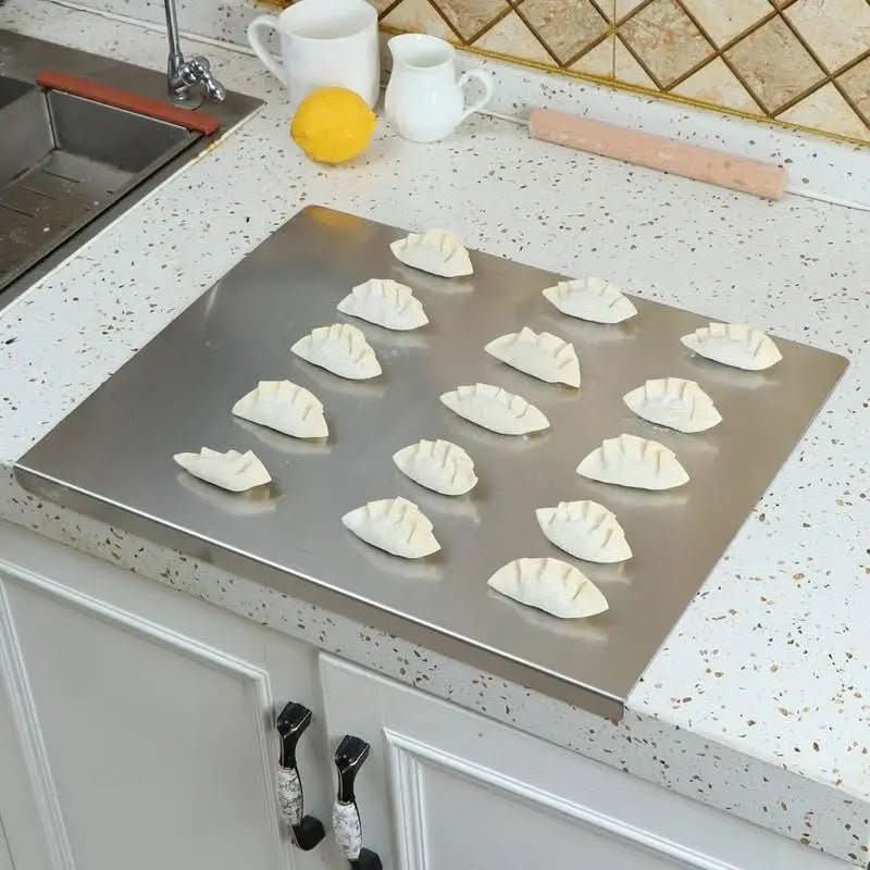 EdgeGuard Pro Stainless Steel Cutting Board With Non-Slip Base And Integrated Lip