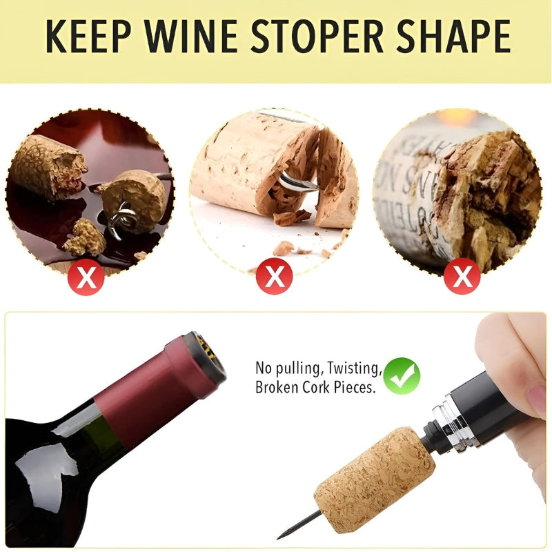 Effortless Cork Removal With Pneumatic Wine Opener For Easy Quick Uncorking