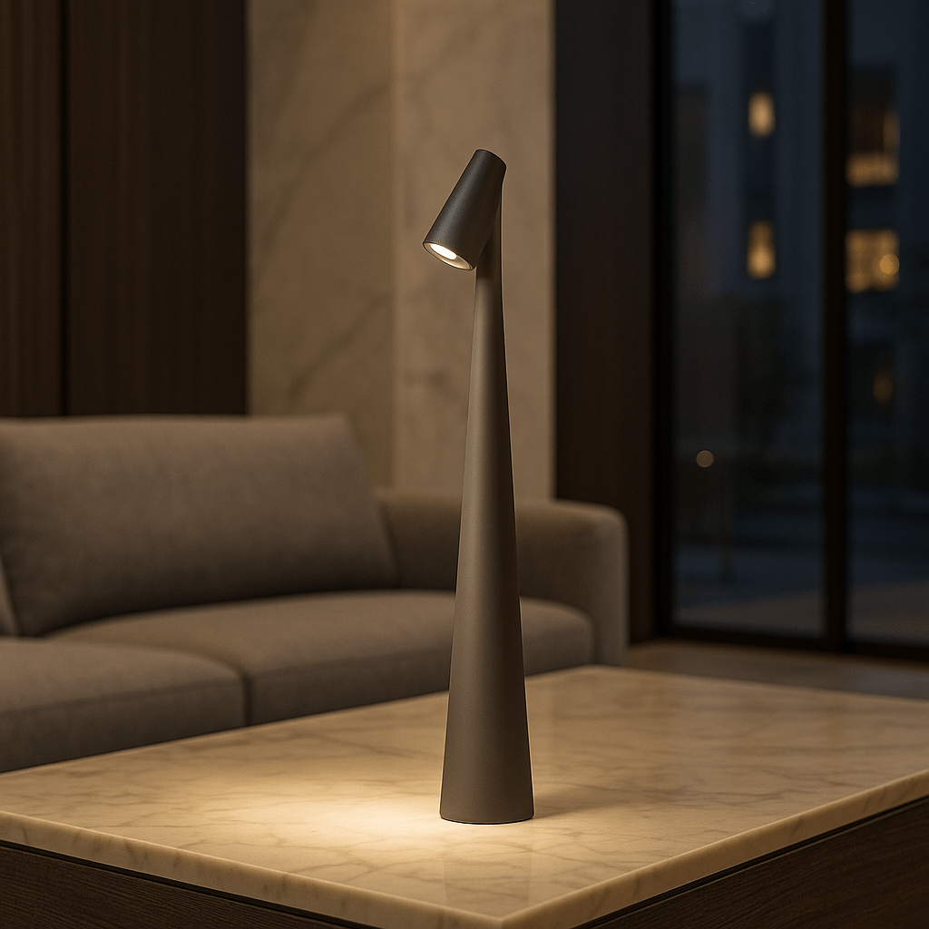 LumaNova moderní stolní lampa s dobíjecím zdrojem a prodlouženou výdrží baterie