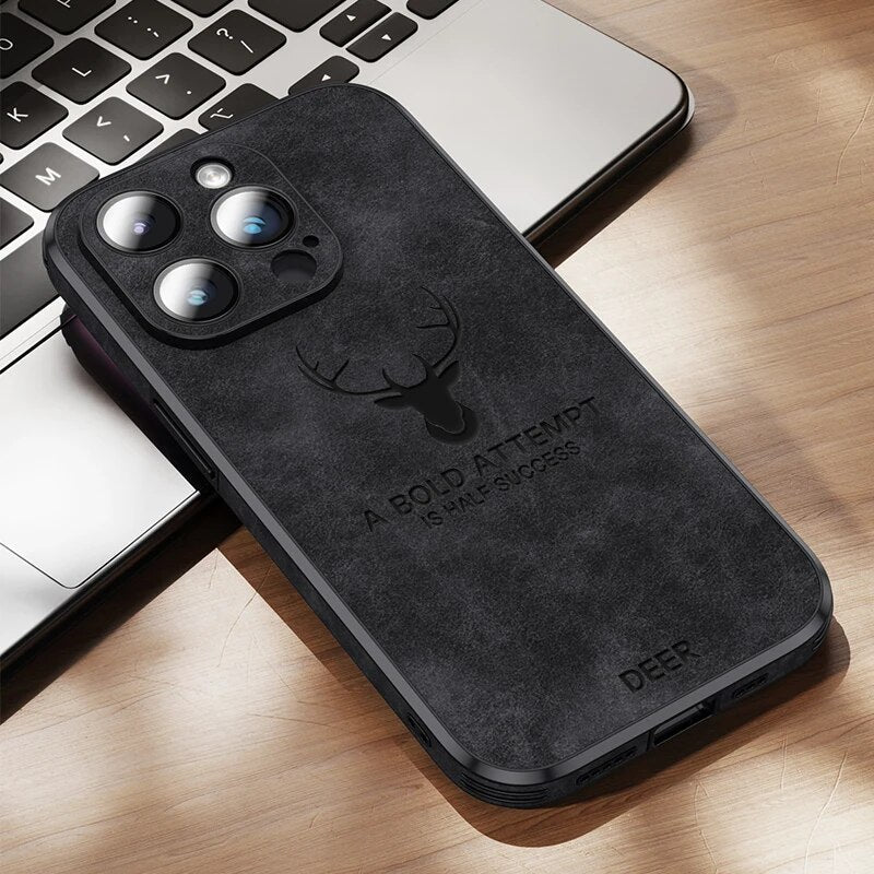 Funda para teléfono de cuero genuino con protección a prueba de golpes, delgada y estilizada