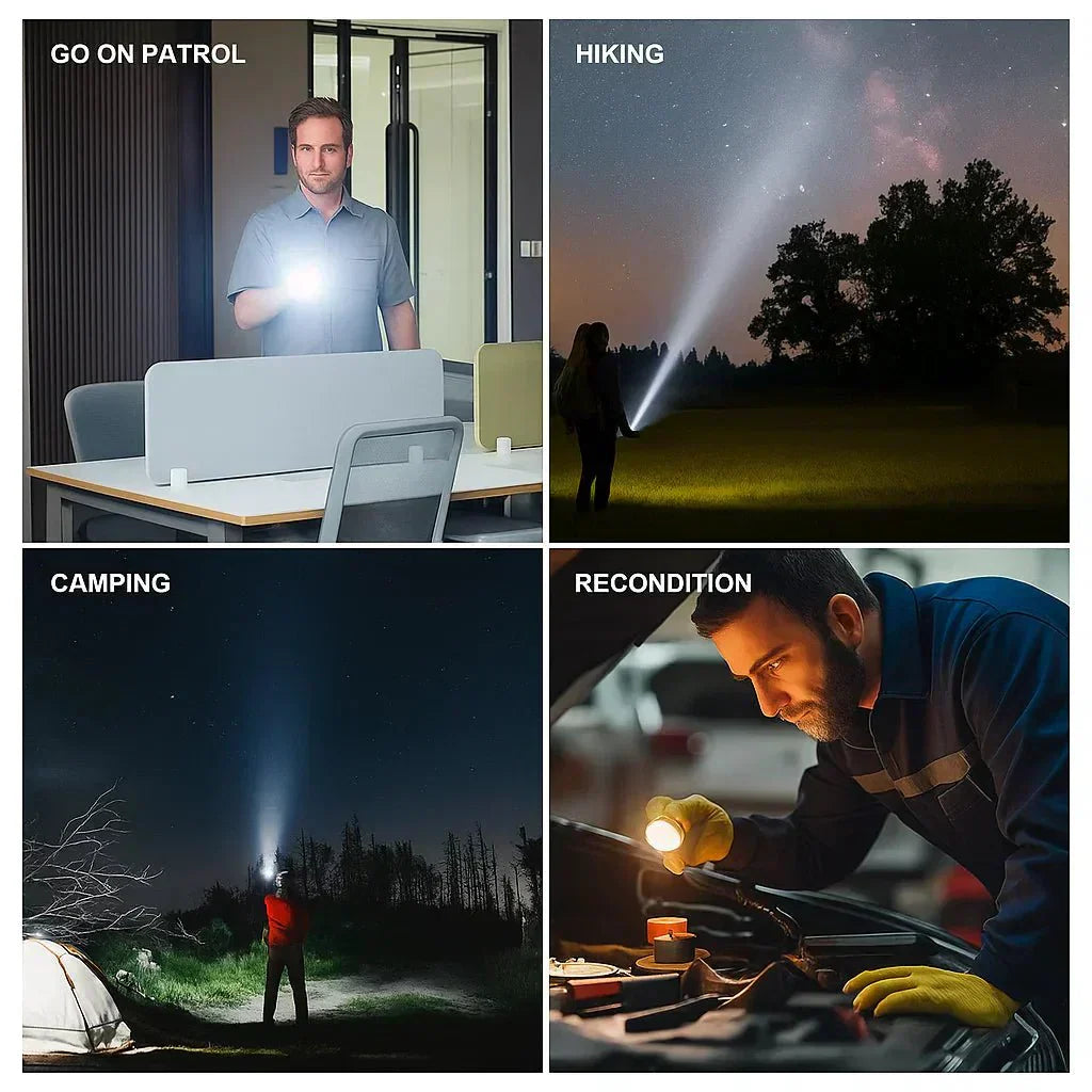 BrightPulse LED Flashlight 100000 Lumens USB Recharge Zoom Waterproof Outdoor