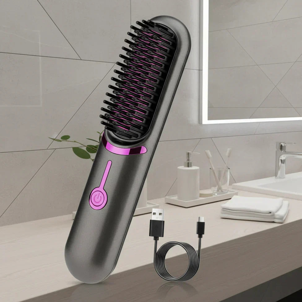 NovaGlideスタイラー ワイヤレスヘアストレートブラシでなめらかなフリッズコントロール仕上げを実現