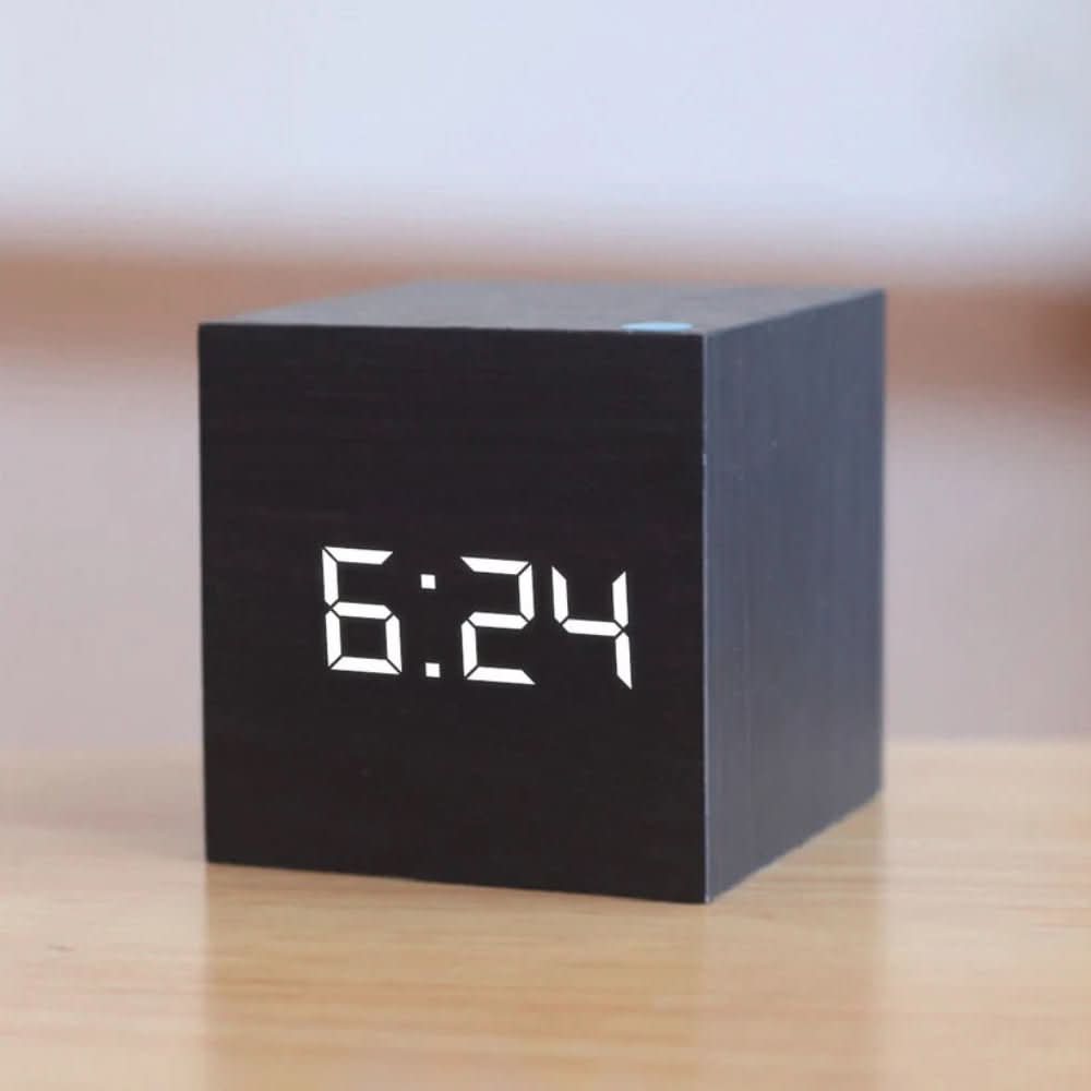 LumaCube Mini Alarm Clock With LED Display For Time And Date And Temperature