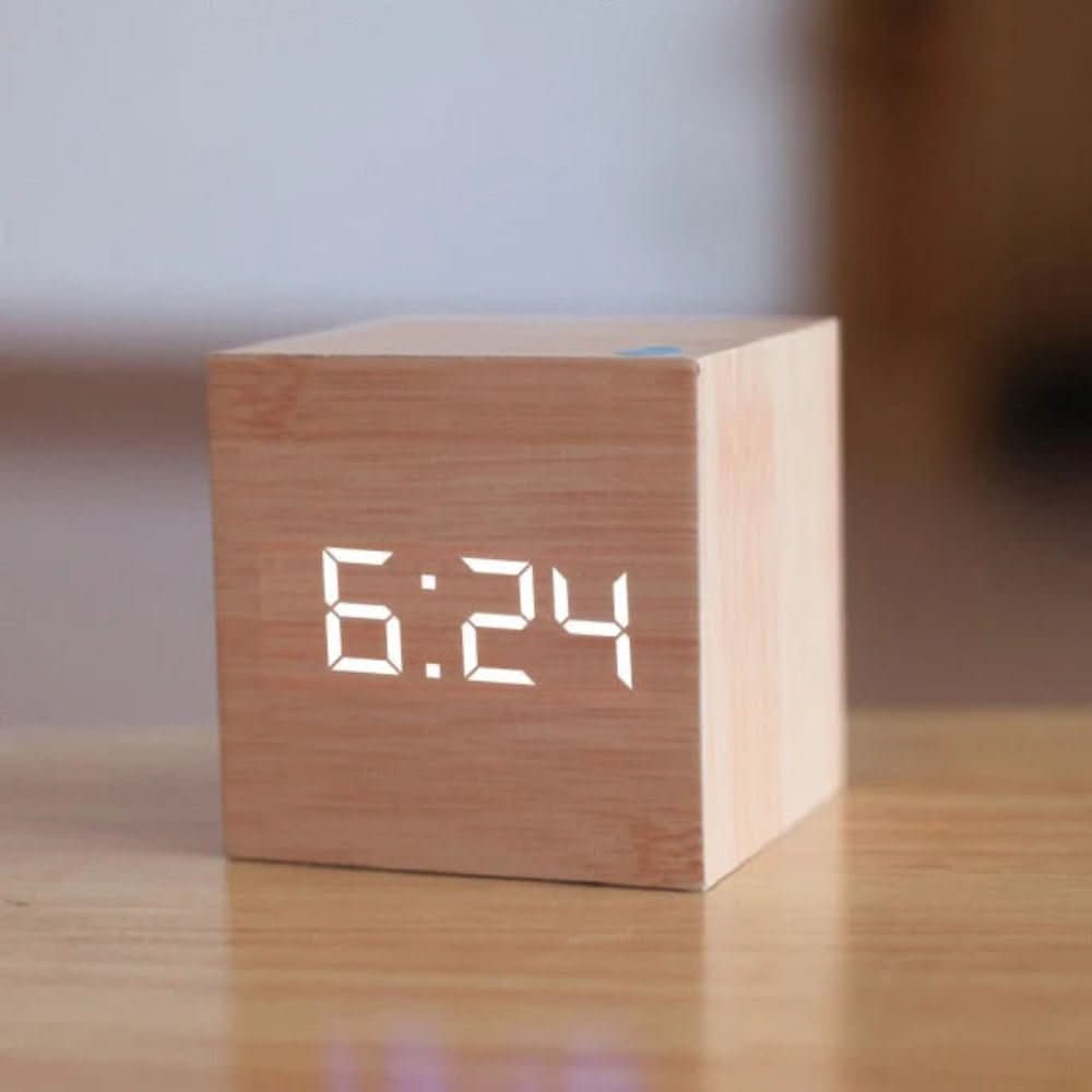 LumaCube Mini Alarm Clock With LED Display For Time And Date And Temperature