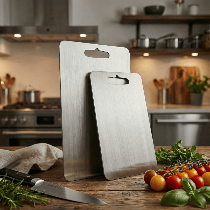 Planche de cuisine AeroGuard en titane avec surface hygiénique et durable